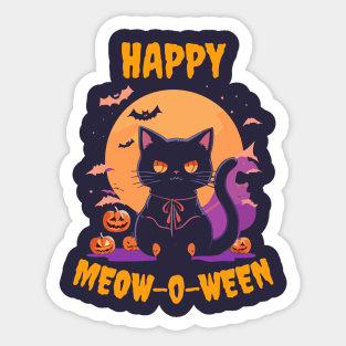 Happy meow-o-ween cat halloween Sticker